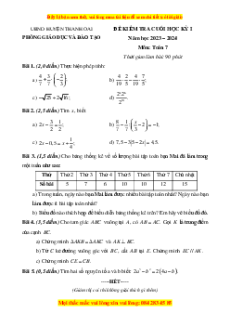 Bộ 12 đề thi cuối kì 1 Toán 7 Hà Nội có đáp án