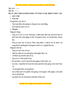 Giáo án Thực hành: Nhân giống vô tính và thụ phấn ở thực vật Sinh học 11 Chân trời sáng tạo