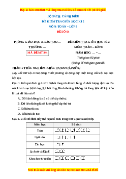 Đề thi giữa kì 2 Toán 8 Cánh diều (Đề 4)