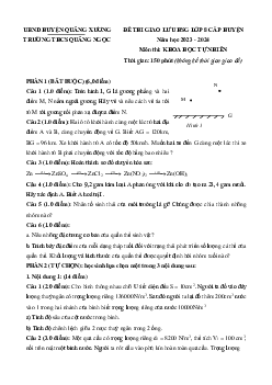 Đề thi hsg KHTN 8 năm 2023-2024 Trường THCS Quảng Ngọc