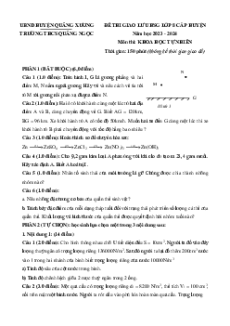 Đề thi hsg KHTN 8 năm 2023-2024 Trường THCS Quảng Ngọc