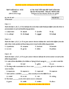 Đề thi thử tốt nghiệp Tiếng Anh trường THPT Hiệp Hòa 2 - Bắc Giang năm 2024