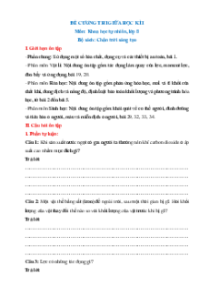 Đề cương ôn tập Giữa kì 1 Khoa học tự nhiên 8 Chân trời sáng tạo