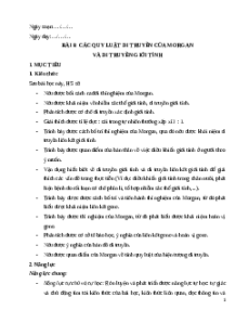 Giáo án Bài 8 Sinh học 12 Chân trời sáng tạo: Các quy luật di truyền của Morgan và di truyền giới tính