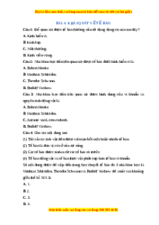 Trắc nghiệm Khái quát về tế bào Sinh học 10 Cánh diều