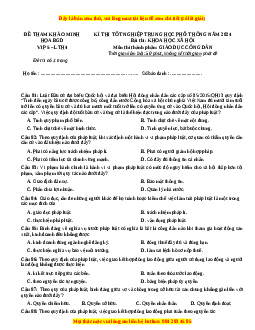 Đề Tốt nghiệp GDCD 2024 theo đề tham khảo (Đề 5)