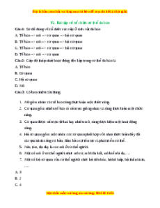 Trắc nghiệm Tổ chức cơ thể đa bào KHTN 6 Kết nối tri thức