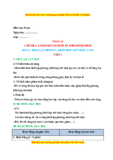 Giáo án Khối lập phương, khối hộp chữ nhật Toán lớp 1 Kết nối tri thức