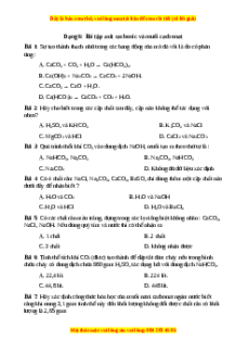 Trắc nghiệm Bài tập axit cacbonic và muối cacbonat Hóa học 9