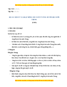 Giáo án Bài 16 Lịch sử & Địa lí lớp 4 Kết nối tri thức: Dân cư và hoạt động sản xuất ở vùng Duyên hải miền Trung