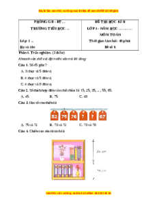 Đề thi cuối kì 2 Toán lớp 1 Chân trời sáng tạo (Đề 6)