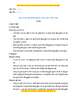 Giáo án Bài 12 KTPL 11 Kết nối tri thức: Quyền bình đẳng giữa các tôn giáo