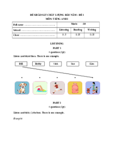 Bộ 3 đề thi khảo sát chất lượng đầu năm Tiếng anh 2 năm 2026 (có đáp án)