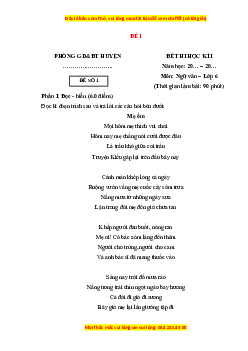 Đề thi cuối kì 1 Ngữ văn 6 Cánh diều (đề 1)