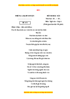 Đề thi cuối kì 1 Ngữ văn 6 Cánh diều (đề 1)