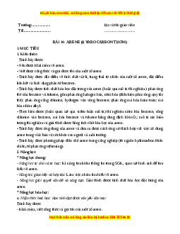 Giáo án Arene (Hydrocarbon thơm) Hóa học 11 Chân trời sáng tạo