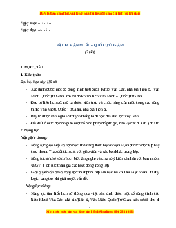 Giáo án Bài 13 Lịch sử & Địa lí lớp 4 Kết nối tri thức: Văn Miếu - Quốc Tử Giám
