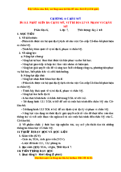 Giáo án Bài 13 Địa lí 7 Chân trời sáng tạo: Phát kiến ra châu Mỹ, vị trí địa lí và phạm vi châu Mỹ