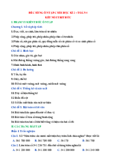 Đề cương ôn tập Cuối học kì 2 Toán lớp 4 Kết nối tri thức