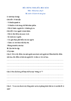 Đề cương ôn tập giữa kì 2 Khoa học lớp 5 Chân trời sáng tạo