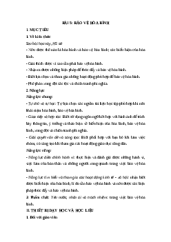 Giáo án Bài 5: Bảo vệ hoà bình Giáo dục công dân 9 Cánh diều