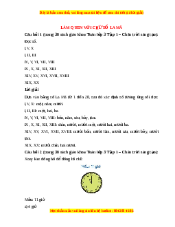 Giải Sgk Toán lớp 3 Bài 21: Làm quen với chữ số La Mã (Chân trời sáng tạo)