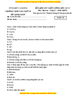 Đề thi giữa kì 2 Hóa học 12 trường THPT Giao Thuỷ B - Nam Định năm 2023