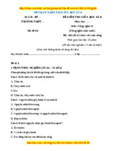 Đề thi Công nghệ 11 giữa kì 2 Kết nối tri thức (Công nghệ chăn nuôi) - Đề 2