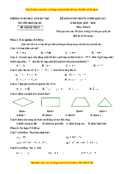 Đề thi cuối kì 1 Toán 6 Cánh diều Phòng GD&ĐT Nho Quan - Ninh Bình