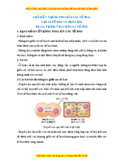 Lý thuyết Sinh học 10 Cánh diều Bài 12: Thông tin tế bào