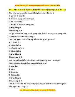 Trắc nghiệm Lịch sử 7 Bài 1 Kết nối tri thức: Quá trình hình thành và phát triển của chế độ phong kiến Tây Âu