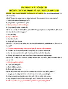 Câu hỏi ôn tập + Đề kiểm tra Lịch Sử 12 theo Chủ đề (sách mới)