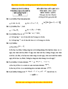 Đề thi giữa kì 1 Toán 6 Chân trời sáng tạo Trường THCS Tân Bình - UBND Quận Tân Bình - TPHCM