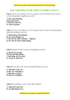 Trắc nghiệm Bài 29 Địa lí 9: Vùng Tây Nguyên (tiếp theo)