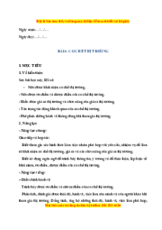 Giáo án Bài 4 KTPL 10 Cánh diều: Cơ chế thị trường