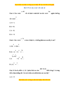 Trắc nghiệm Tích của một vectơ với một số Toán 10 Kết nối tri thức