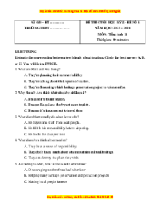 Đề thi cuối kì 2 Tiếng Anh 11 Global success (Đề 1 kèm file nghe)