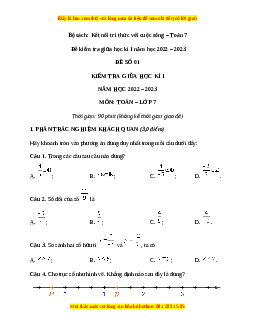 Đề thi giữa kì 1 Toán 7 Kết nối tri thức có đáp án (Đề 1)