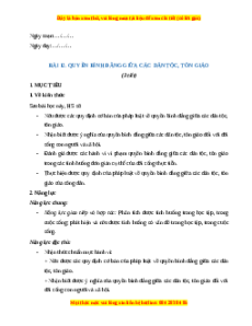 Giáo án Bài 12 KTPL 11 Chân trời sáng tạo: Quyền bình đẳng giữa các dân tộc, tôn giáo