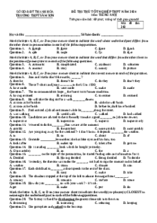 Đề thi thử tốt nghiệp Tiếng Anh trường THPT Sầm Sơn - Thanh Hóa năm 2024