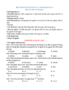 Đề cương giữa kì 2 Hóa học 10 Chân trời sáng tạo