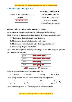 Đề thi cuối kì 2 Toán 6 Cánh diều (Đề 3)