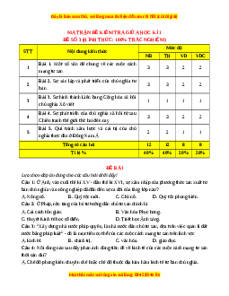 Đề thi giữa kì 1 Lịch sử 11 Kết nối tri thức (đề 3)