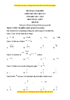 Đề thi giữa kì 1 Toán 7 Cánh diều có đáp án (Đề 9)