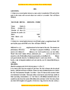 Đề thi giữa kì 1 Tiếng Anh 9 (có file nghe) - Đề 4