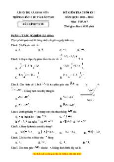 Đề thi cuối kì 1 Toán 7 Kết nối tri thức phòng GD&ĐT Kinh Môn - Hải Dương