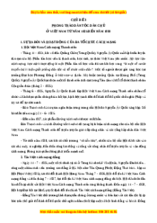 Trắc nghiệm Phong trào dân tộc dân chủ ở Việt Nam từ năm 1825-1930 Lịch sử 12