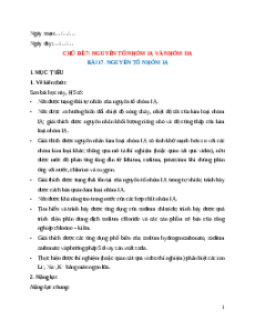 Giáo án Bài 17 Hóa học 12 Cánh Diều: Nguyên tố nhóm IA