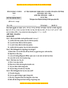 Đề thi HSG Hóa 11 năm 2023-2024 (Đề 15) có lời giải