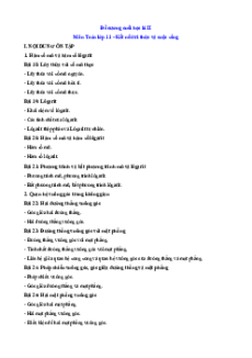 Đề cương ôn tập cuối học kì 2 Toán 11 Kết nối tri thức